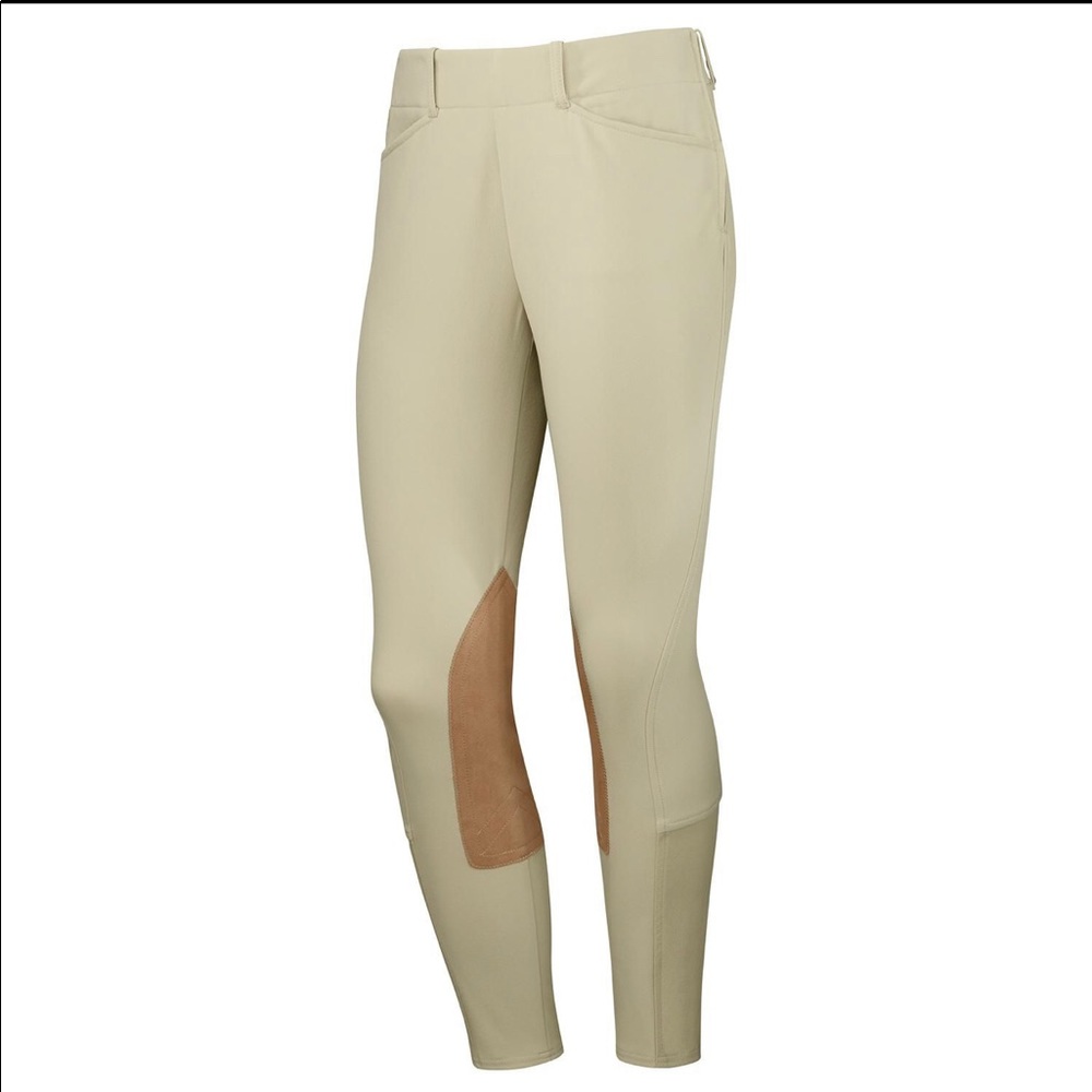 Ariat Beige Riding Breeches with Brown Knee Patches